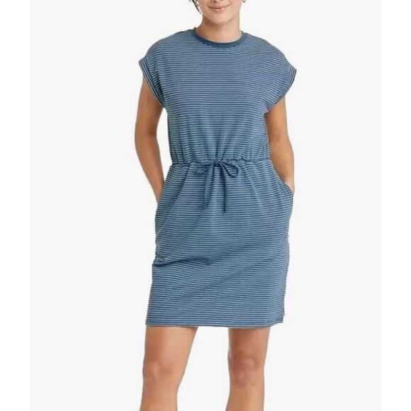 A New Day blue striped extended shoulder alone dress medium - Picture 1 of 11